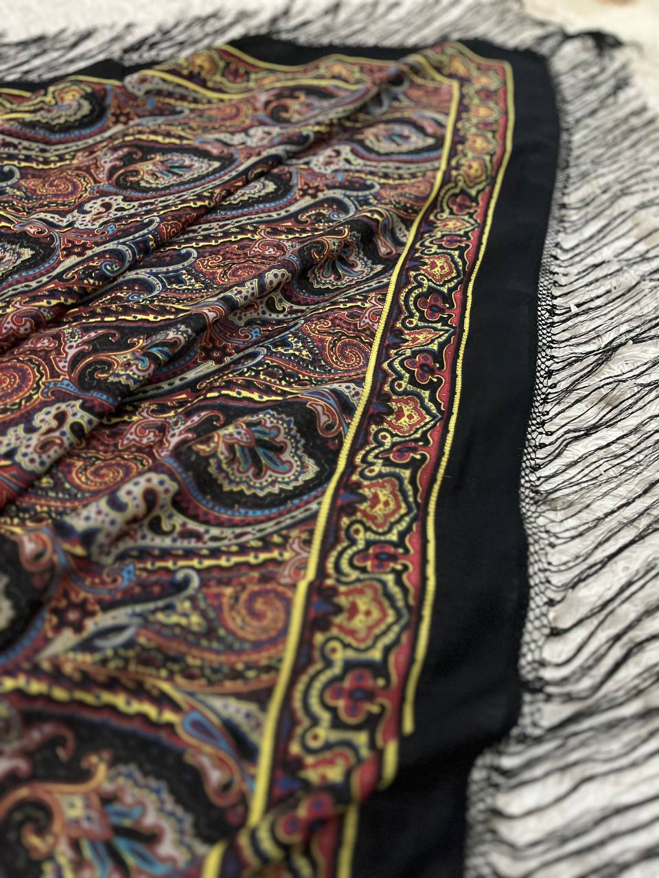 چارقد ترکمن ایتالیایی با پشم و ابریشم طبیعی - کد 1331