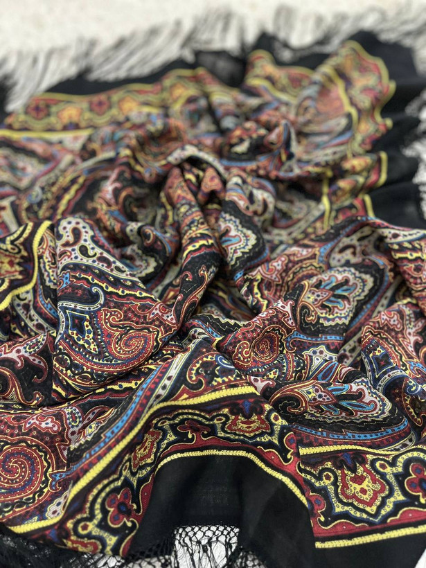 چارقد ترکمن ایتالیایی با پشم و ابریشم طبیعی - کد 1331