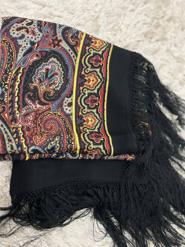 چارقد ترکمن ایتالیایی با پشم و ابریشم طبیعی - کد 1331