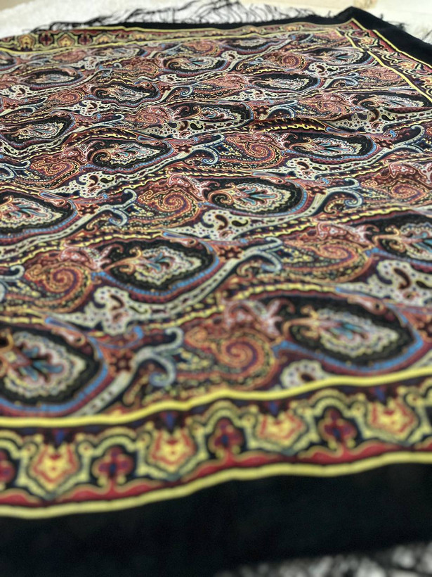 چارقد ترکمن ایتالیایی با پشم و ابریشم طبیعی - کد 1331