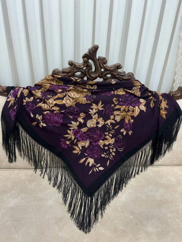 چارقد پشمی-ابریشمی ایتالیایی طرح ایلکای - کد 1337