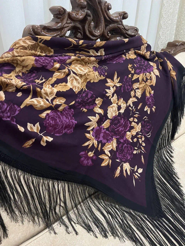 چارقد پشمی-ابریشمی ایتالیایی طرح ایلکای - کد 1337