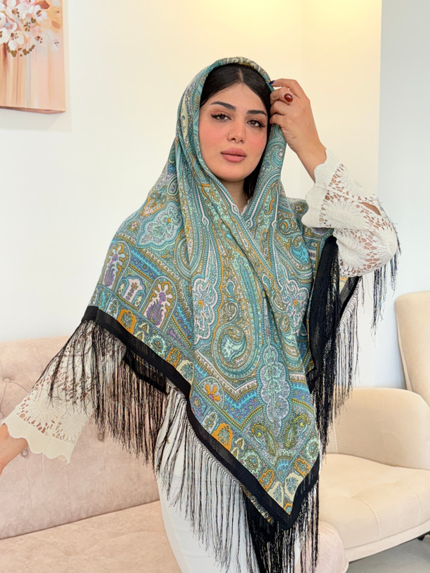 چارقد ایتالیایی سبزآبی ــ کد۱۳۹۸