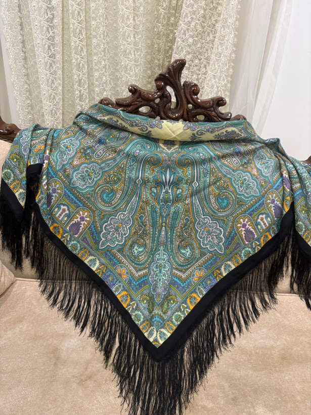 چارقد ایتالیایی سبزآبی ــ کد۱۳۹۸