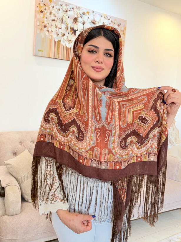 چارقد ایتالیایی شکلاتی آجری تک و خاصــ کد ۱۳۸۲