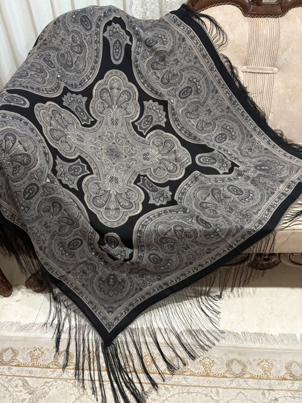 چارقد ایتالیایی مشکی طوسی کدــ۱۸۸۵
