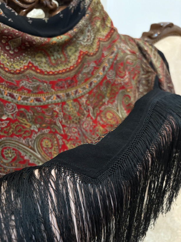 چارقد ایتالیایی زرشکی سنتی ترکمنی کدـ۱۹۳۹