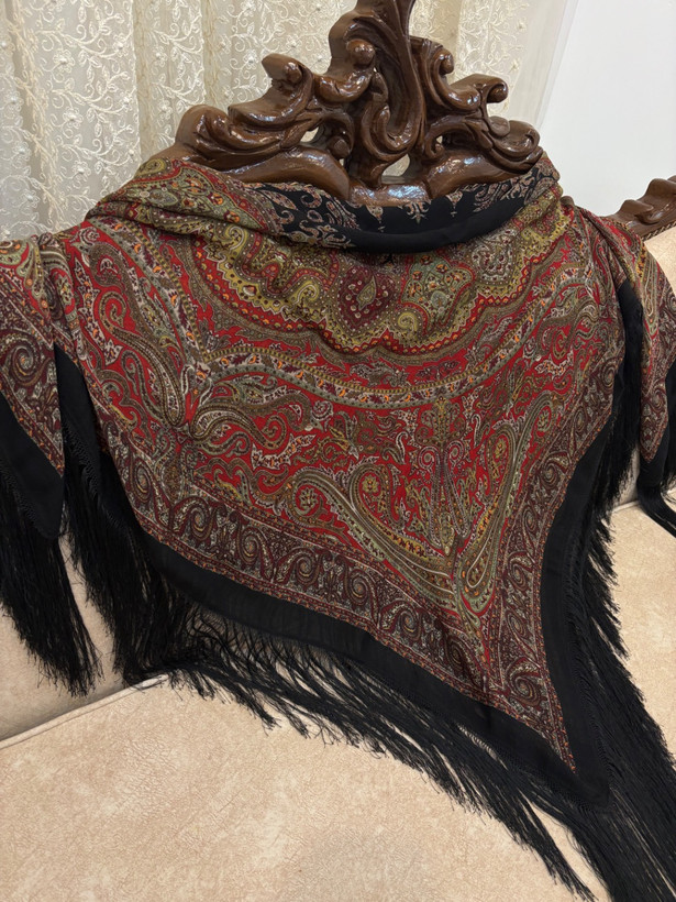 چارقد ایتالیایی زرشکی سنتی ترکمنی کدـ۱۹۳۹