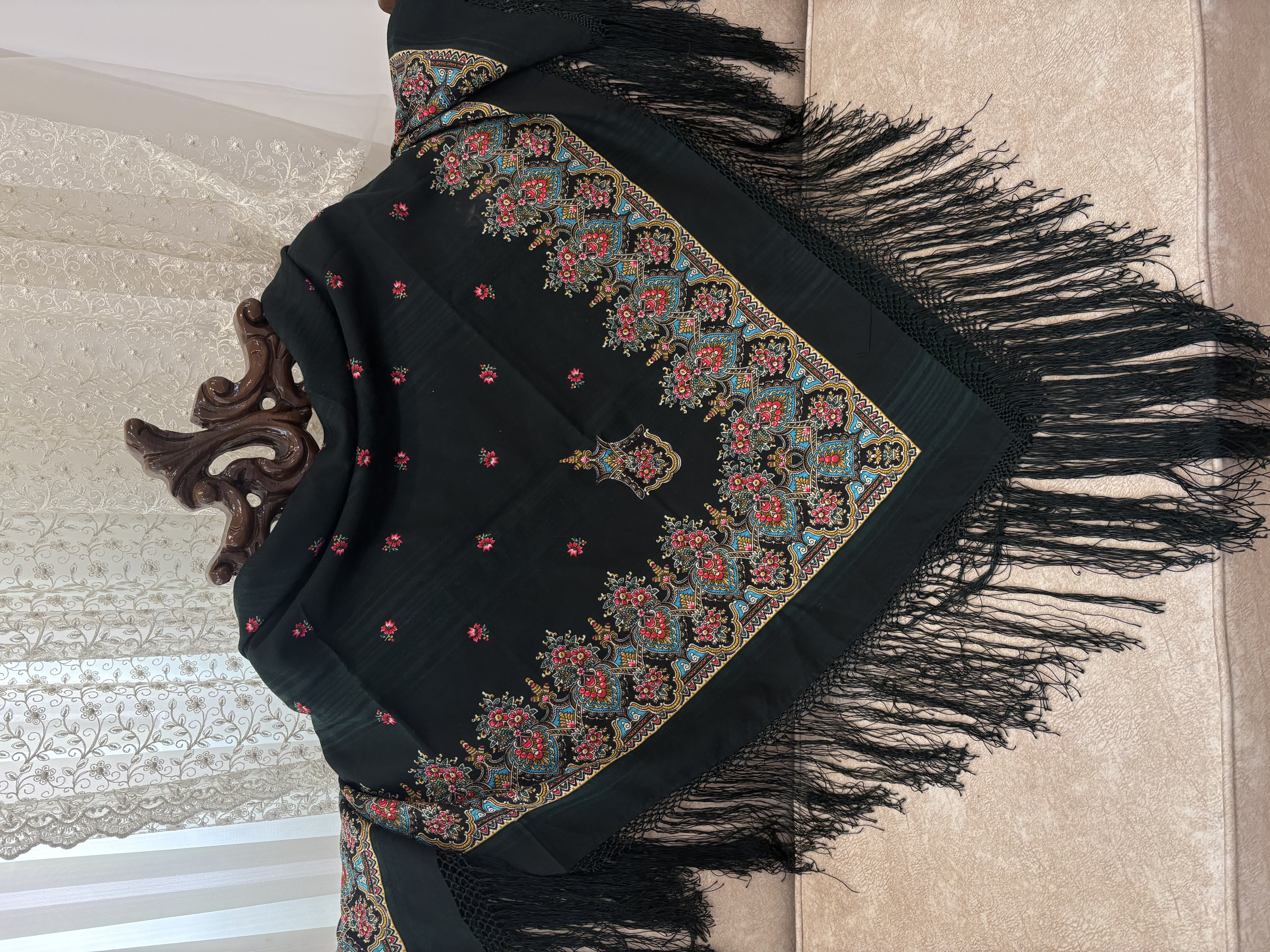 چارقد پشمی سبز یشمی کد۱۹۵۵