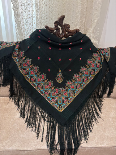 چارقد پشمی سبز یشمی کد۱۹۵۵