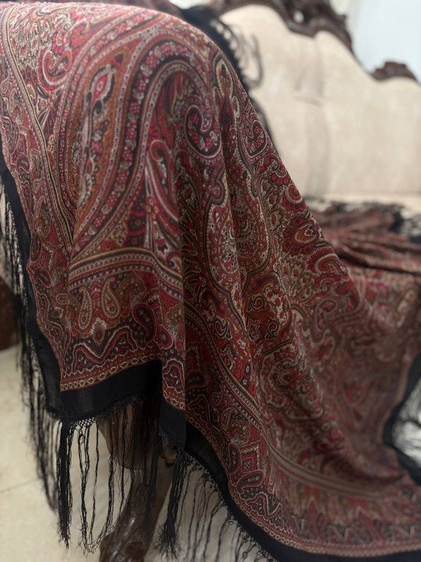 چارقد ایتالیایی نقش دار عنابی خوشرنگ 1996