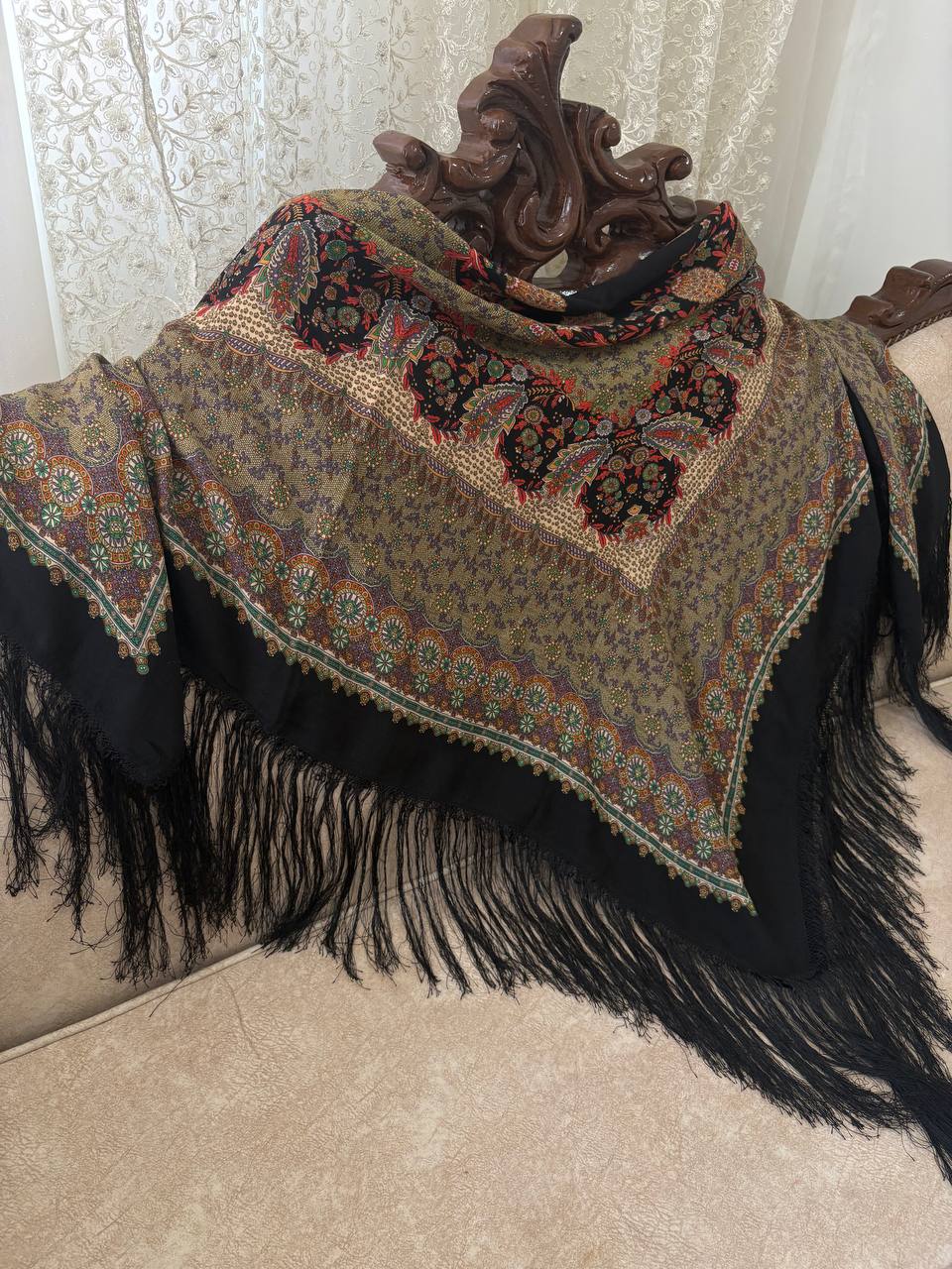 چارقد ایتالیایی مشکی خانومانه کد1999