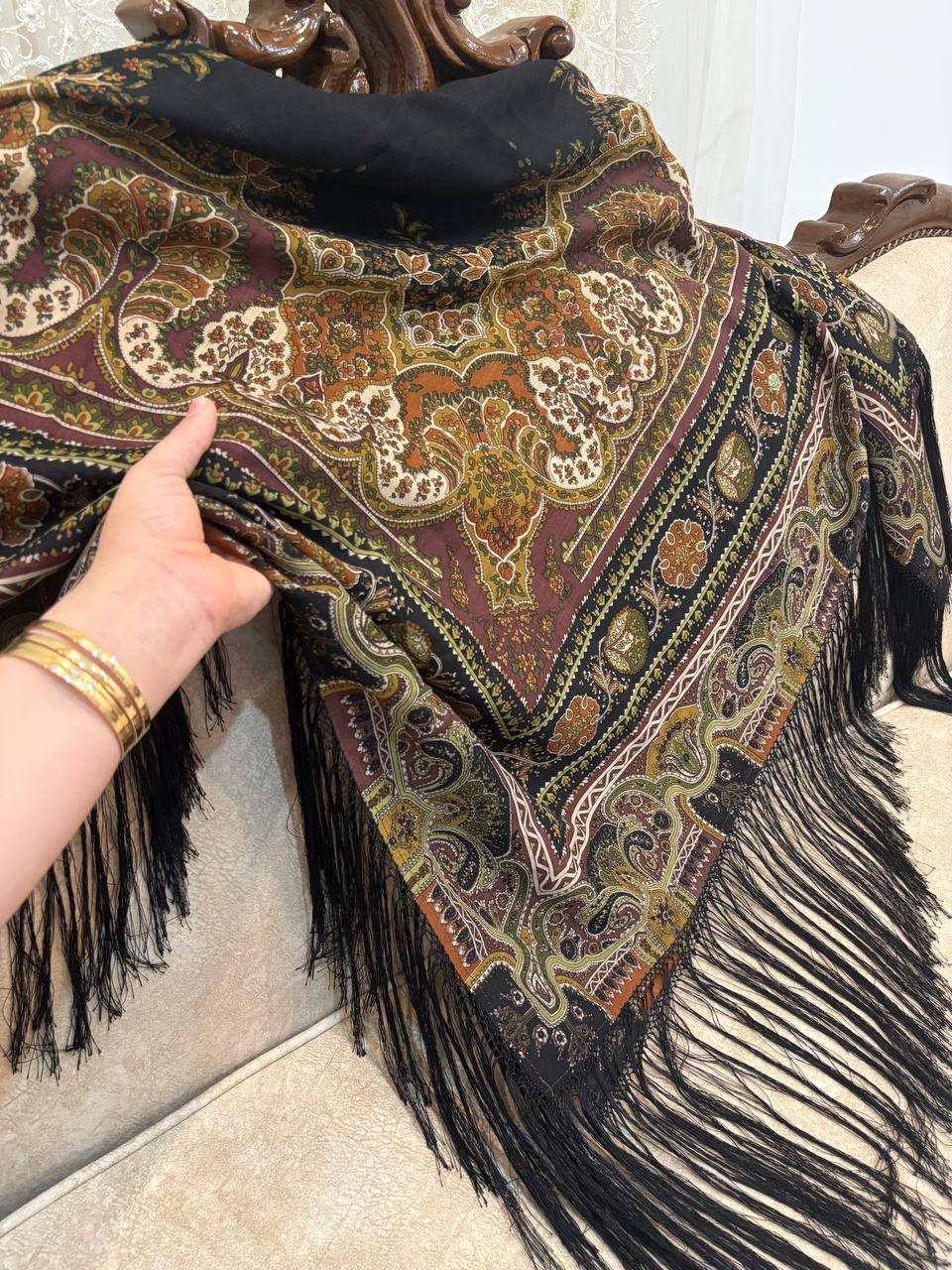 چارقد ایتالیایی مشکی قهوایی جذاب ۲۰۳۰