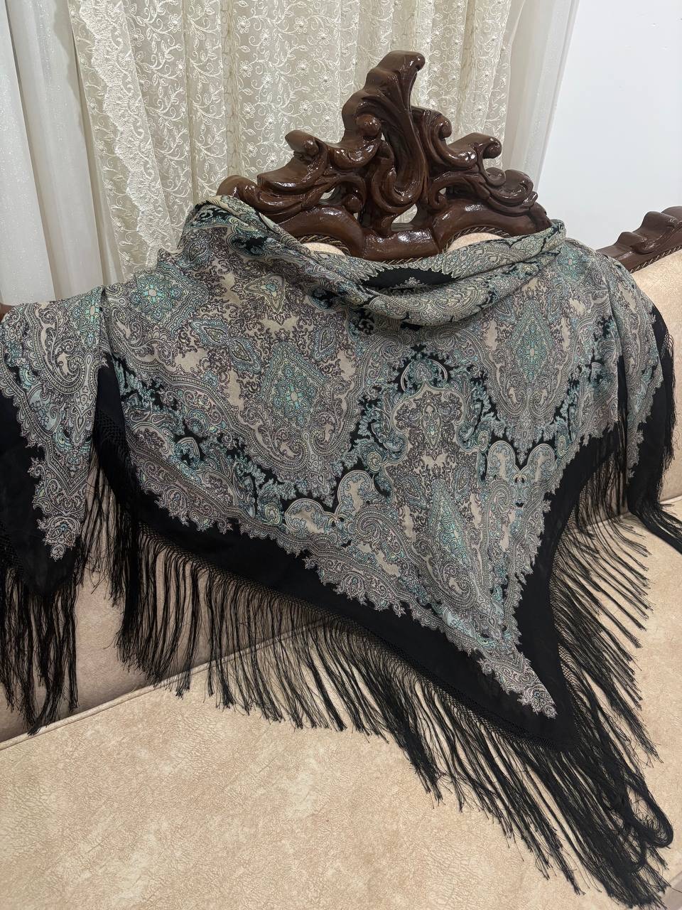 چارقد طوسی مشکی گلریز کد۲۰۷۲